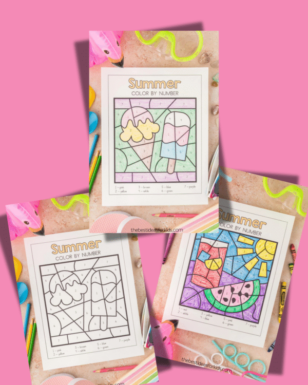 Summer Color by Number Printable Set – 6 Fun Pages for Kids | Instant Download - Image 2
