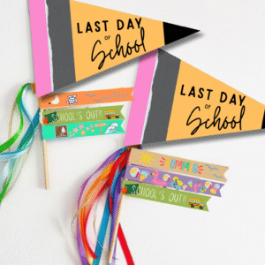 🎉 Last Day of School Flag Craft Printable