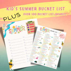 Kids Summer Bucket List – Printable 2-Page PDF with 100+ Fun Activity Ideas | Instant Download
