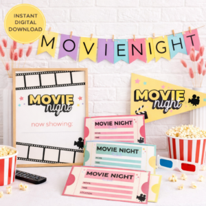 🎬 Movie Night Printable Bundle (Instant Download)