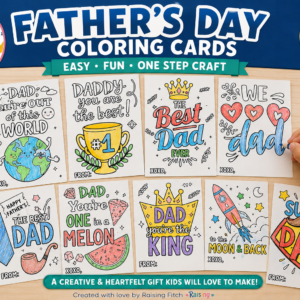 Father's Day Coloring Cards Printable | 8 Designs
