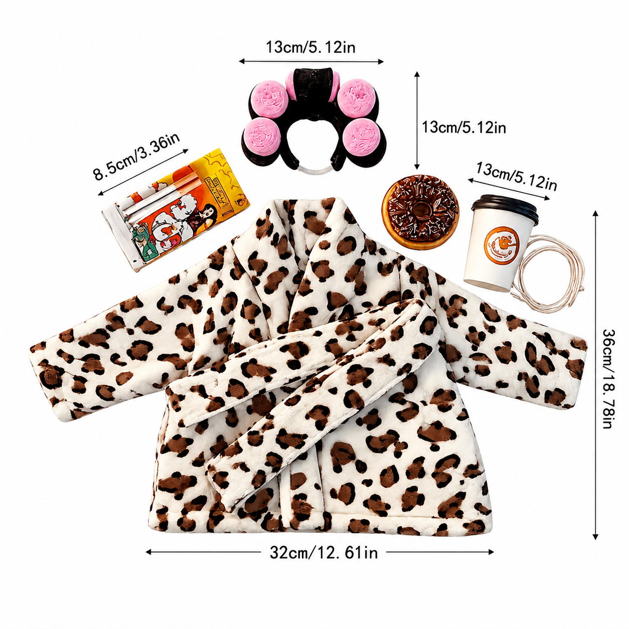 Leopard Porch Goose Robe Outfit with Rollers, Coffee & Accessories - Image 2